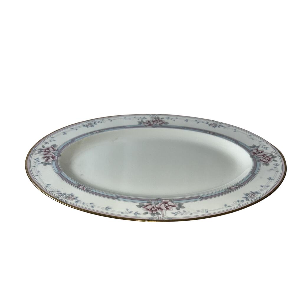 Noritake Magnificence 9736 Oval Serving Platter 14in Floral With 24K Gold Rim